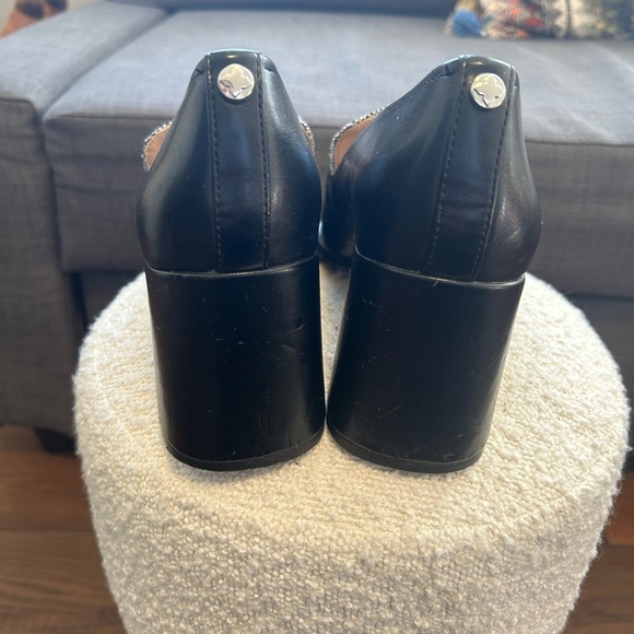 Preppy Classic Tweed Pumps/Loafers Black Faux Leather Exterior, Block Heel - Picture 4 of 8